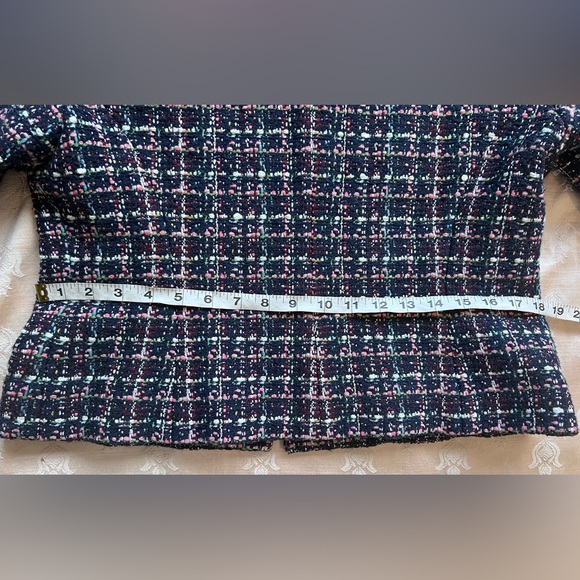 Chanel 13K Runway Navy Multi-Color Tweed High Collar Jacket Blazer Plus Sz. 46 - Picture 15 of 16